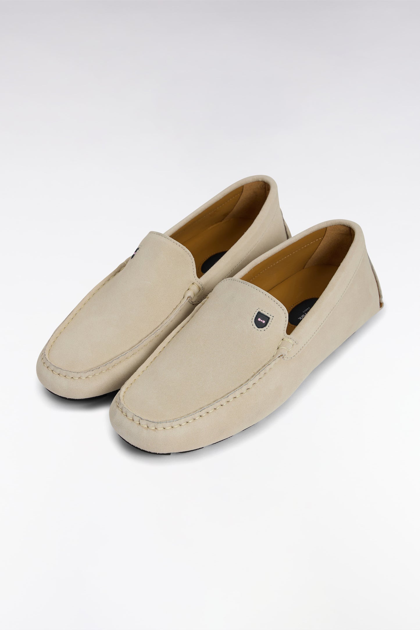 Ecru suede leather loafers