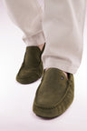 Khaki suede leather loafers