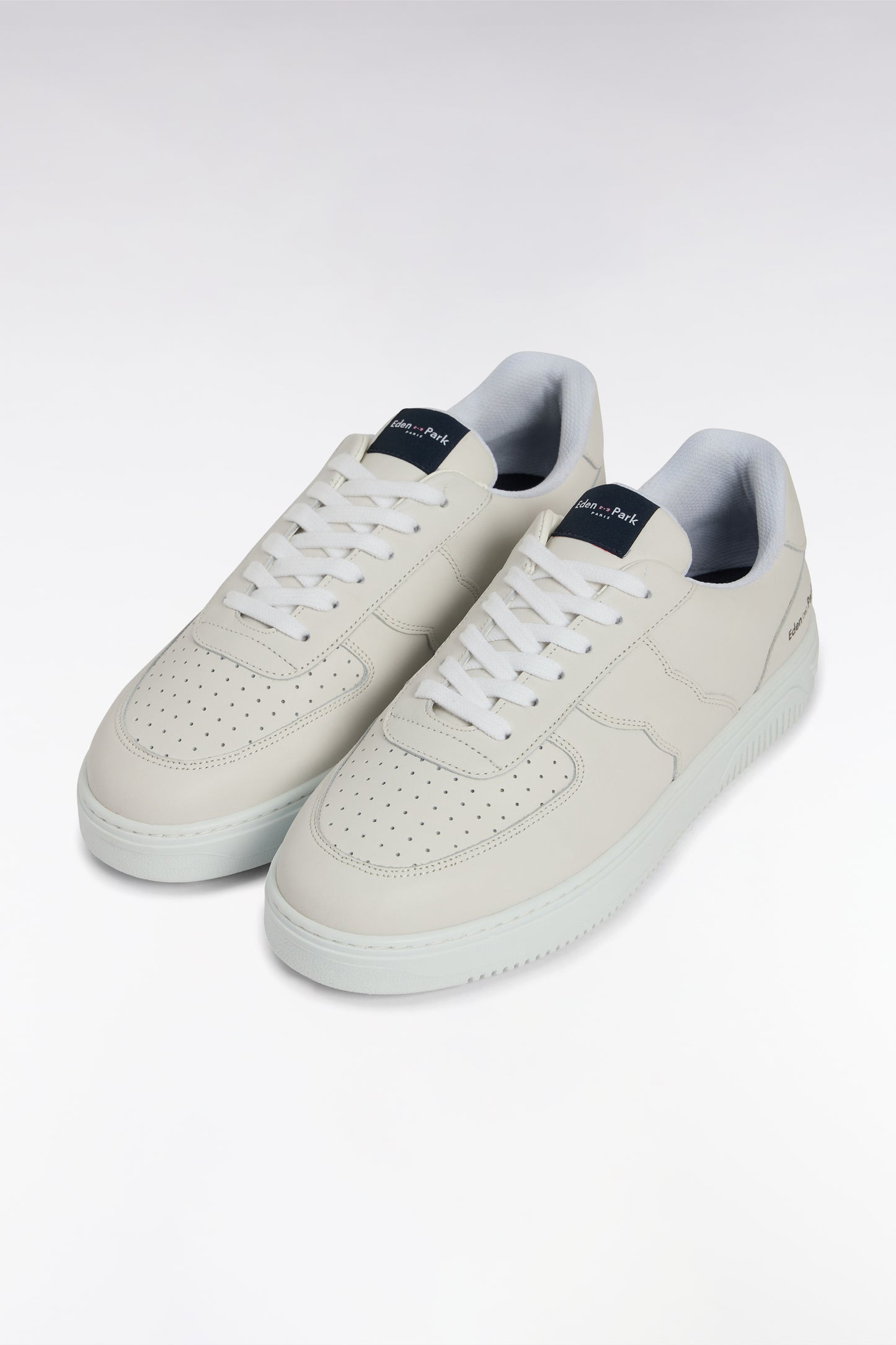 White perforated leather sneakers