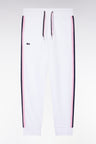 Pantalon jogging en coton blanc à détails tricolores coupe décontractée