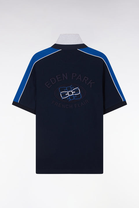 Maillot coupé-cousu à manches courtes en coton marine coupe droite - Image 2