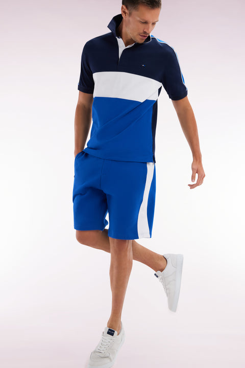 Maillot coupé-cousu à manches courtes en coton marine coupe droite - Image 3