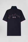 Straight-cut navy cotton short-sleeved rugby shirt with Eden Park back embroidery