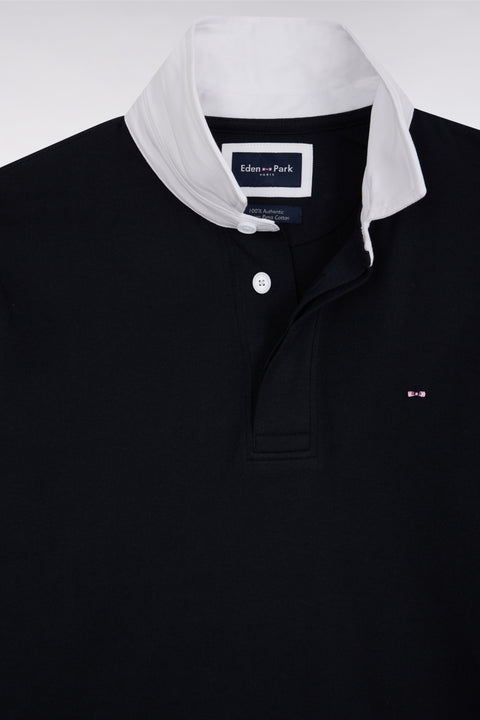 Straight-cut navy Pima cotton long-sleeved rugby shirt - Image 2
