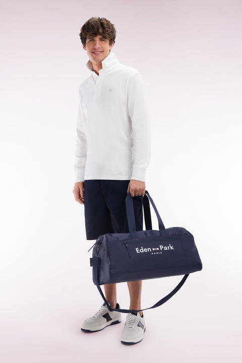 Straight-cut white Pima cotton long-sleeved rugby shirt - Image 3