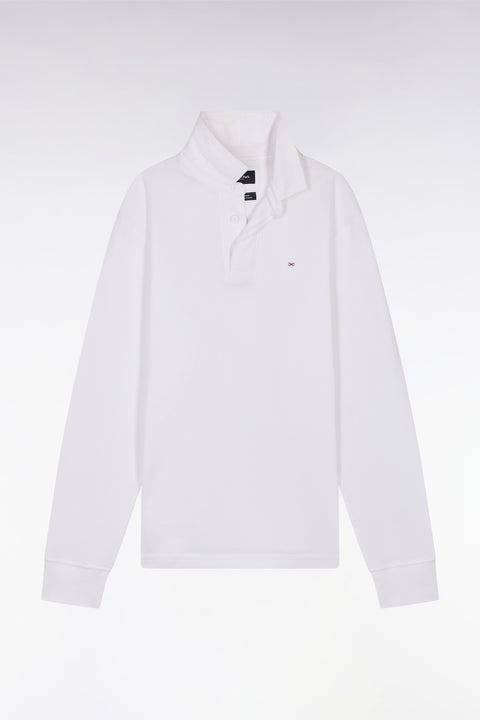 Straight-cut white Pima cotton long-sleeved rugby shirt - Image 2