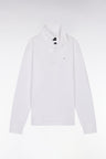 Straight-cut white Pima cotton long-sleeved rugby shirt