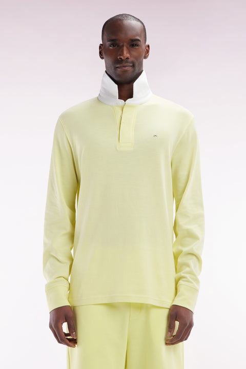 Straight-cut yellow Pima cotton long-sleeved rugby shirt - Image 1