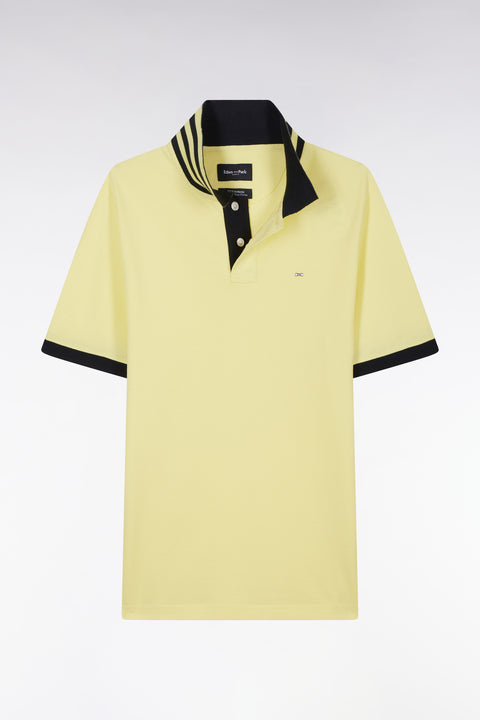 Polo à manches courtes en piqué de coton Pima jaune dessous de col cerclé coupe droite - Image 2