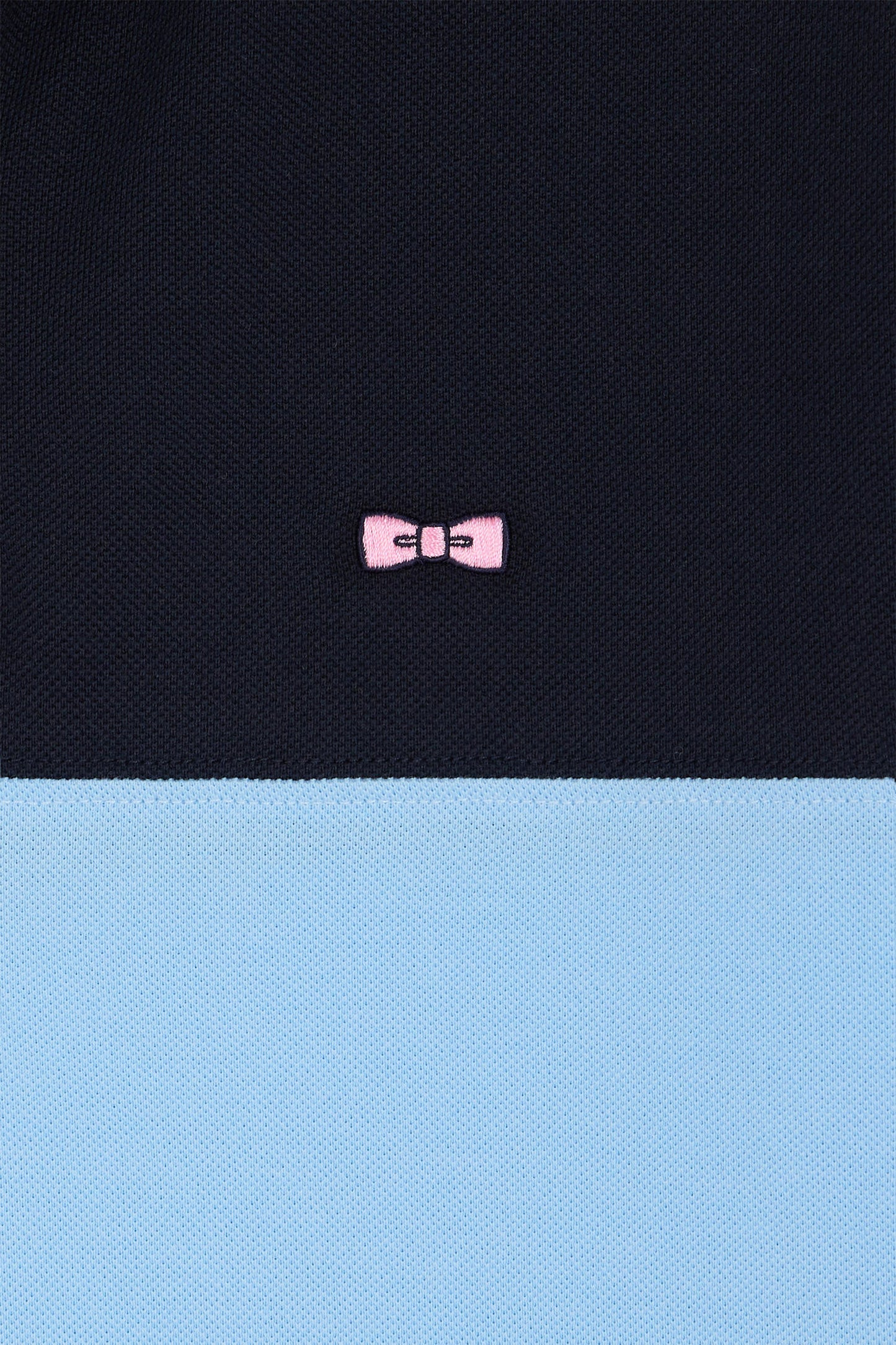 Straight-fit short-sleeved polo shirt in sky blue cotton piqué with jacquard collar