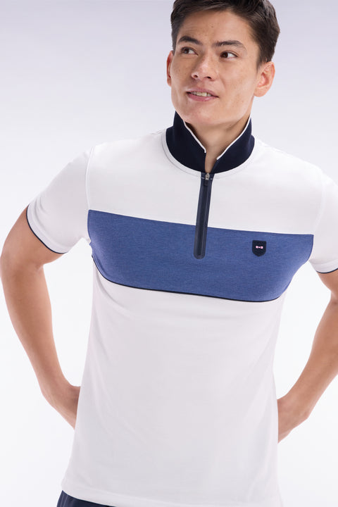 Polo à manches courtes en coton stretch gris coupe ajustée - Image 3