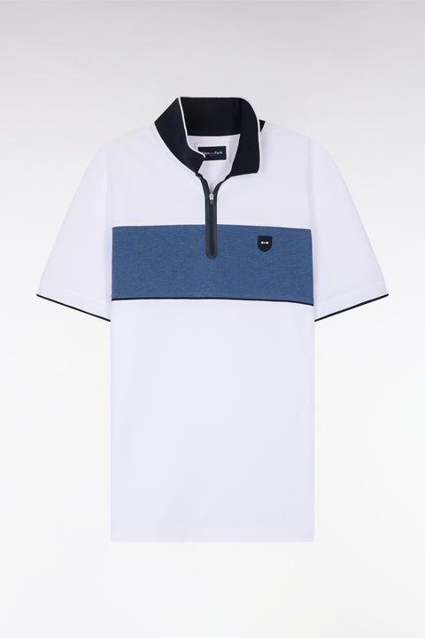 Polo à manches courtes en coton stretch gris coupe ajustée - Image 2