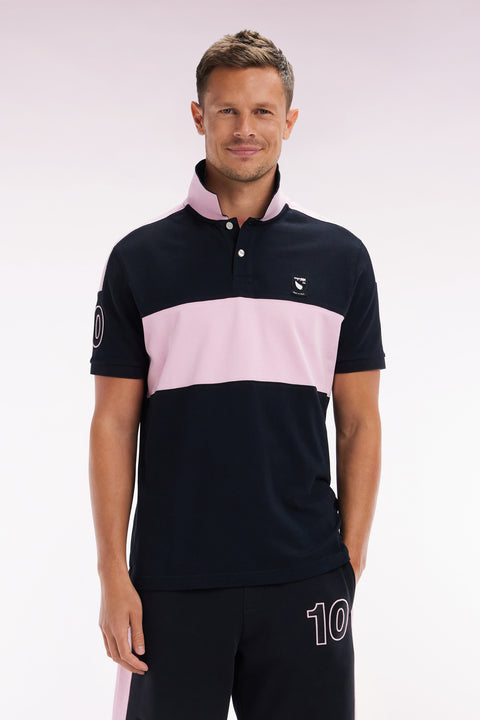 Relaxed-fit New Zealand short-sleeved polo shirt in black cotton - Image 1