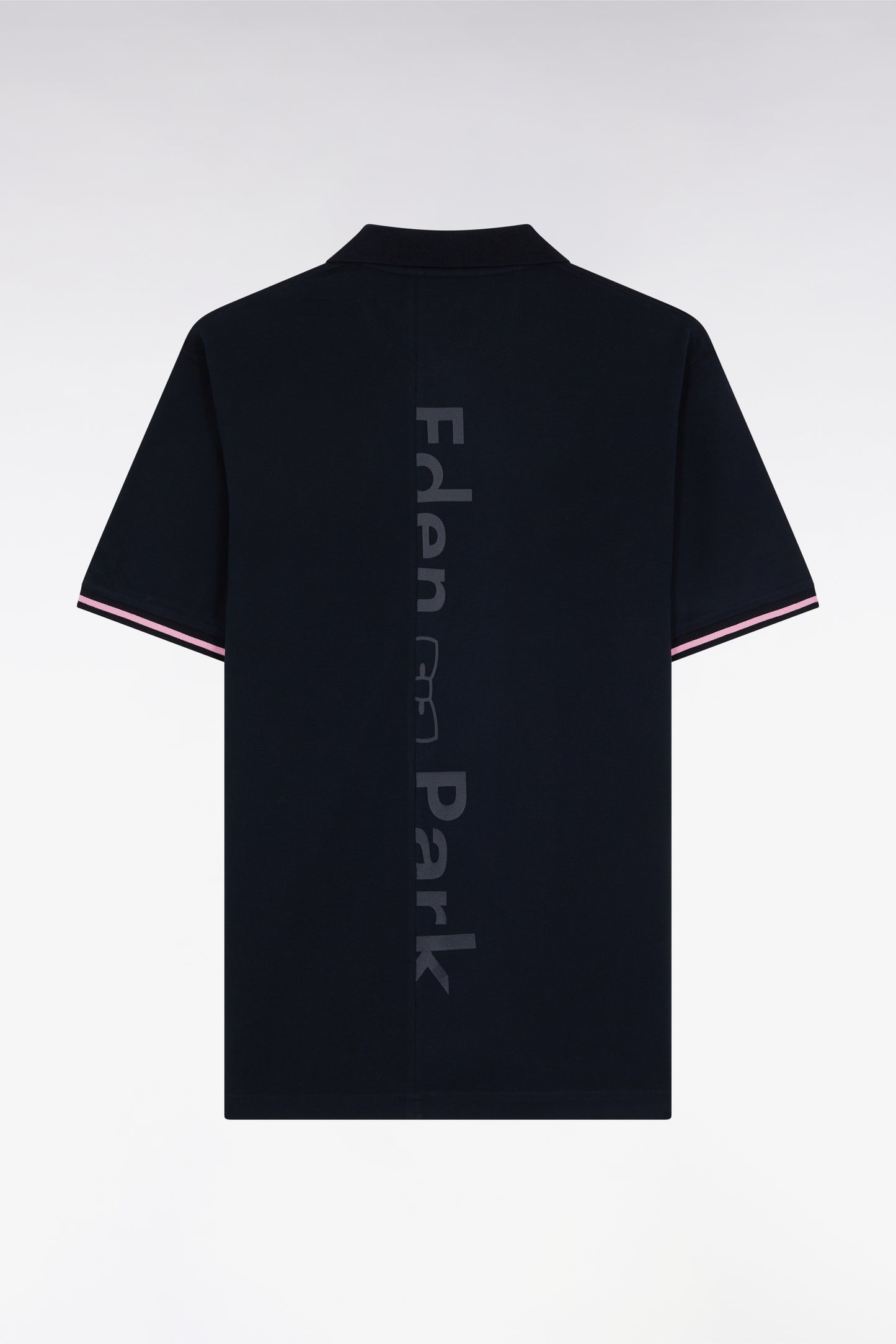Relaxed-fit short-sleeved navy cotton piqué polo shirt with Eden Park back jacquard lettering