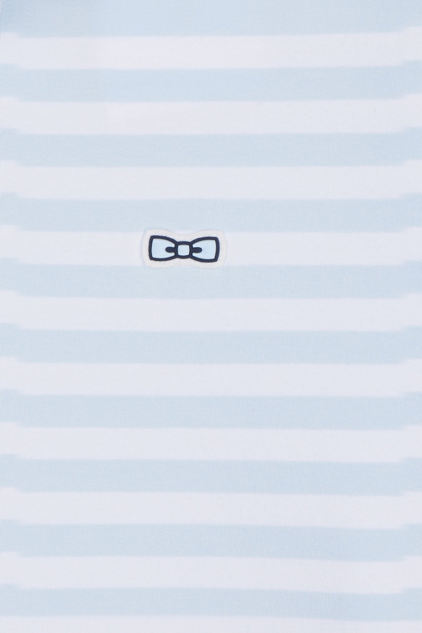 Slim-fit short-sleeved sailor polo shirt in sky blue striped stretch cotton