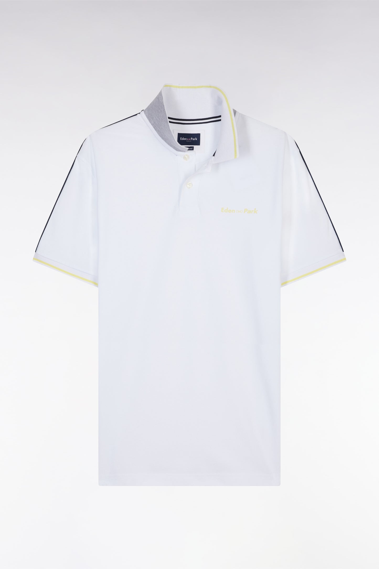 Relaxed-fit plain short-sleeved polo shirt in white cotton with Eden Park lettering