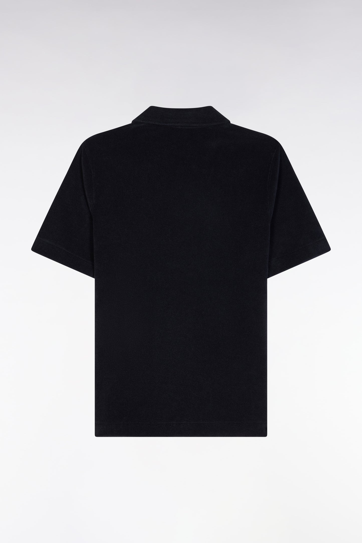 Short-sleeved polo shirt in navy cotton blend