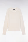 Pull col rond côtelé écru coupe décontractée