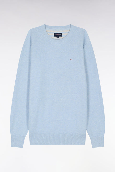 Pull col rond en coton nid d'abeille ciel coupe droite - Image 2
