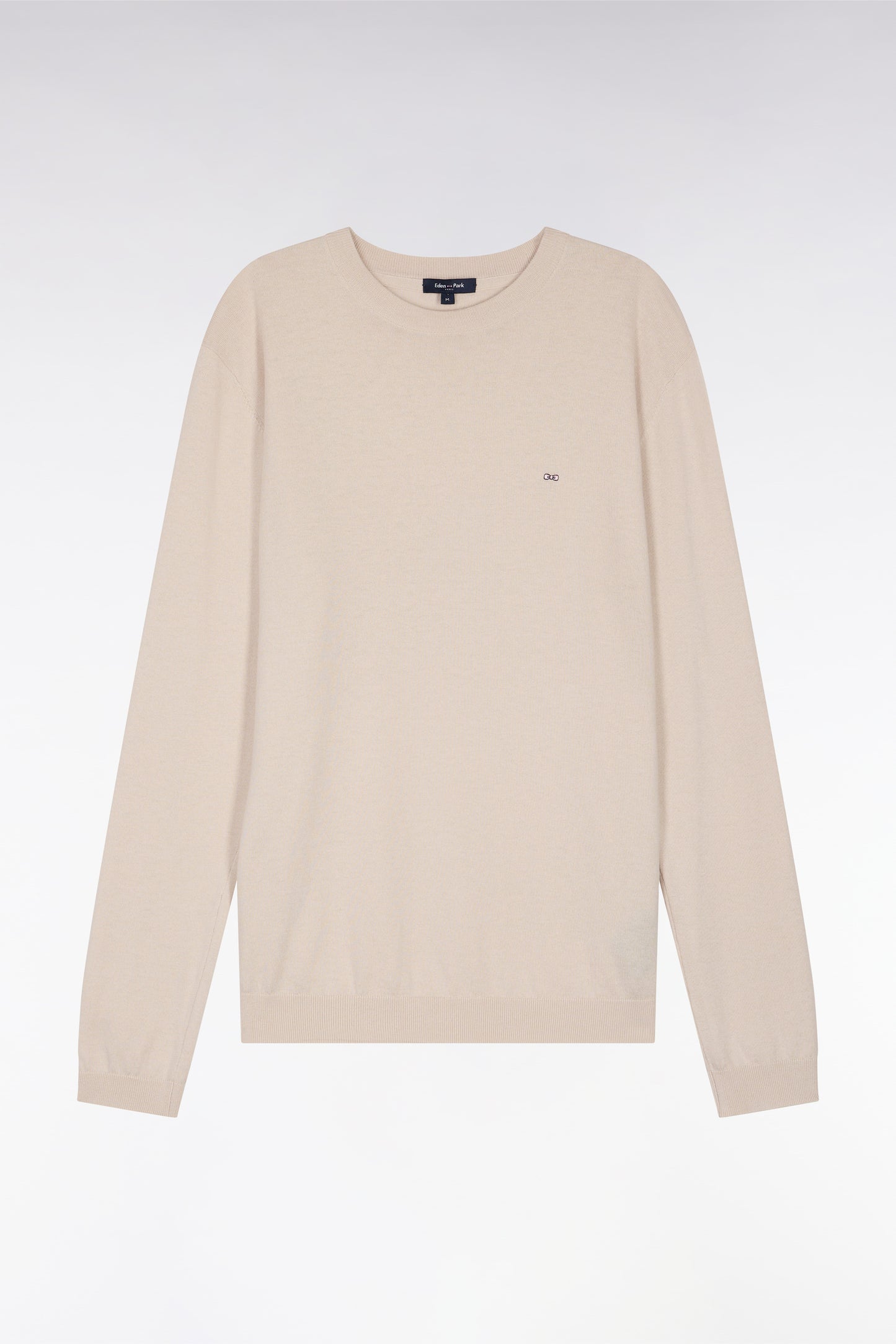 Straight-fit beige cotton-silk blend crewneck jumper