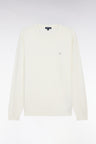 Pull col rond en coton et soie mélangés écru coupe droite