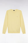 Pull col rond en coton et soie mélangés ivoire coupe droite