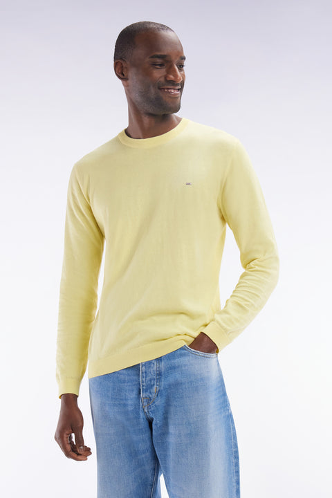 Pull col rond en coton et soie mélangés ivoire coupe droite - Image 3