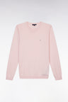 Pull col rond en coton et soie mélangés rose coupe droite