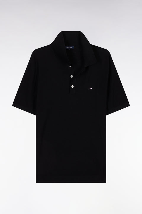 Pull sans manches à col polo noir coupe droite - Image 2