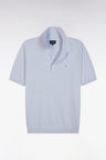 Pull col polo en coton et soie mélangés gris clair coupe droite
