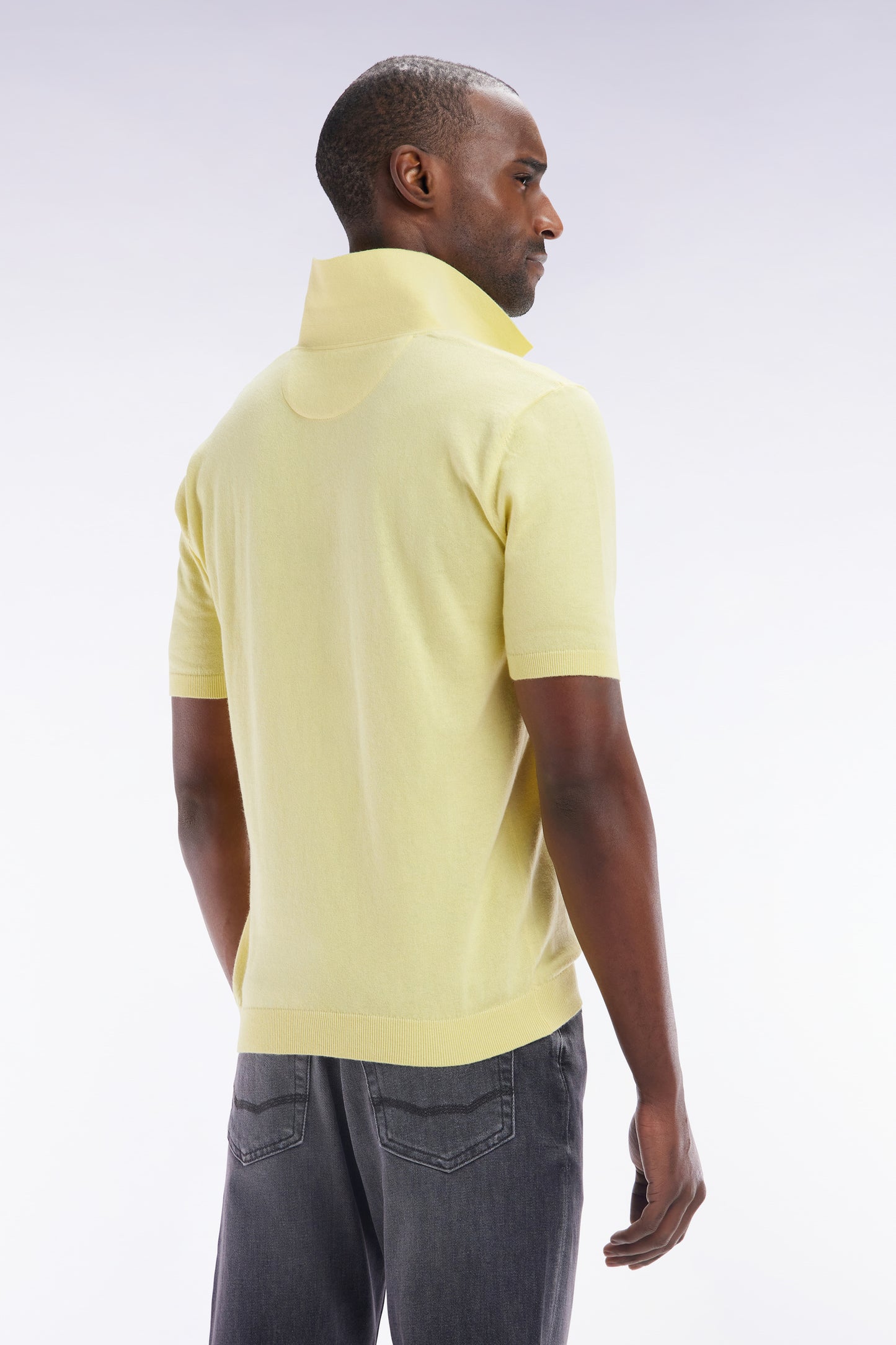 Straight-fit ivory cotton-silk-blend polo neck jumper
