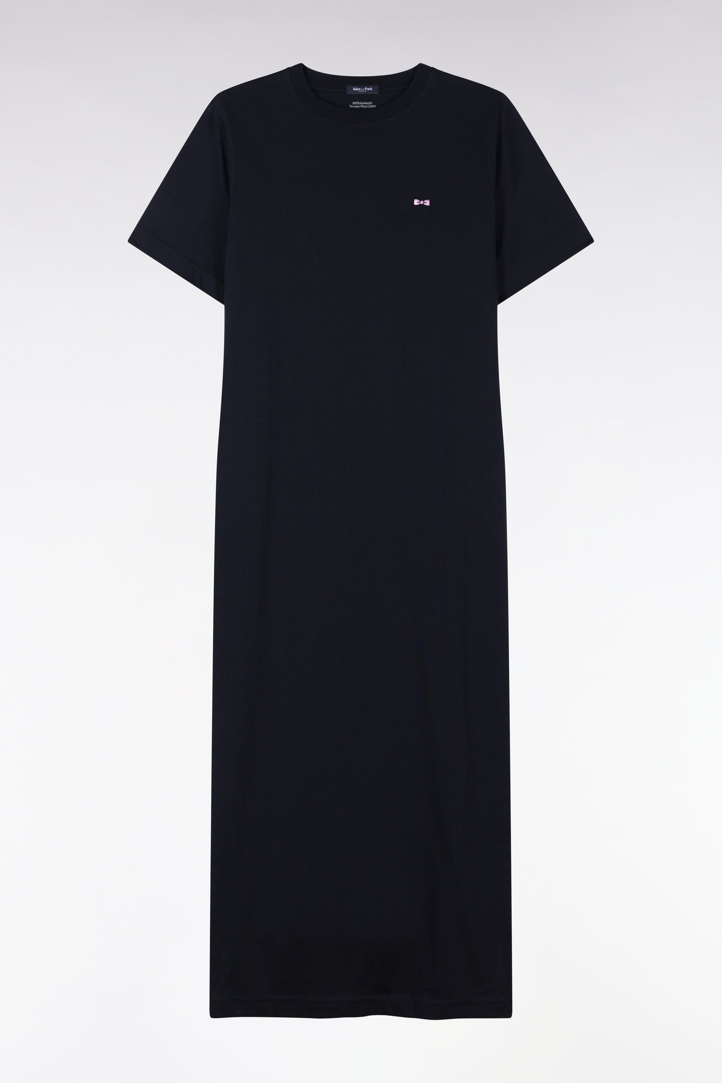 Robe T-shirt en coton Pima marine coupe droite
