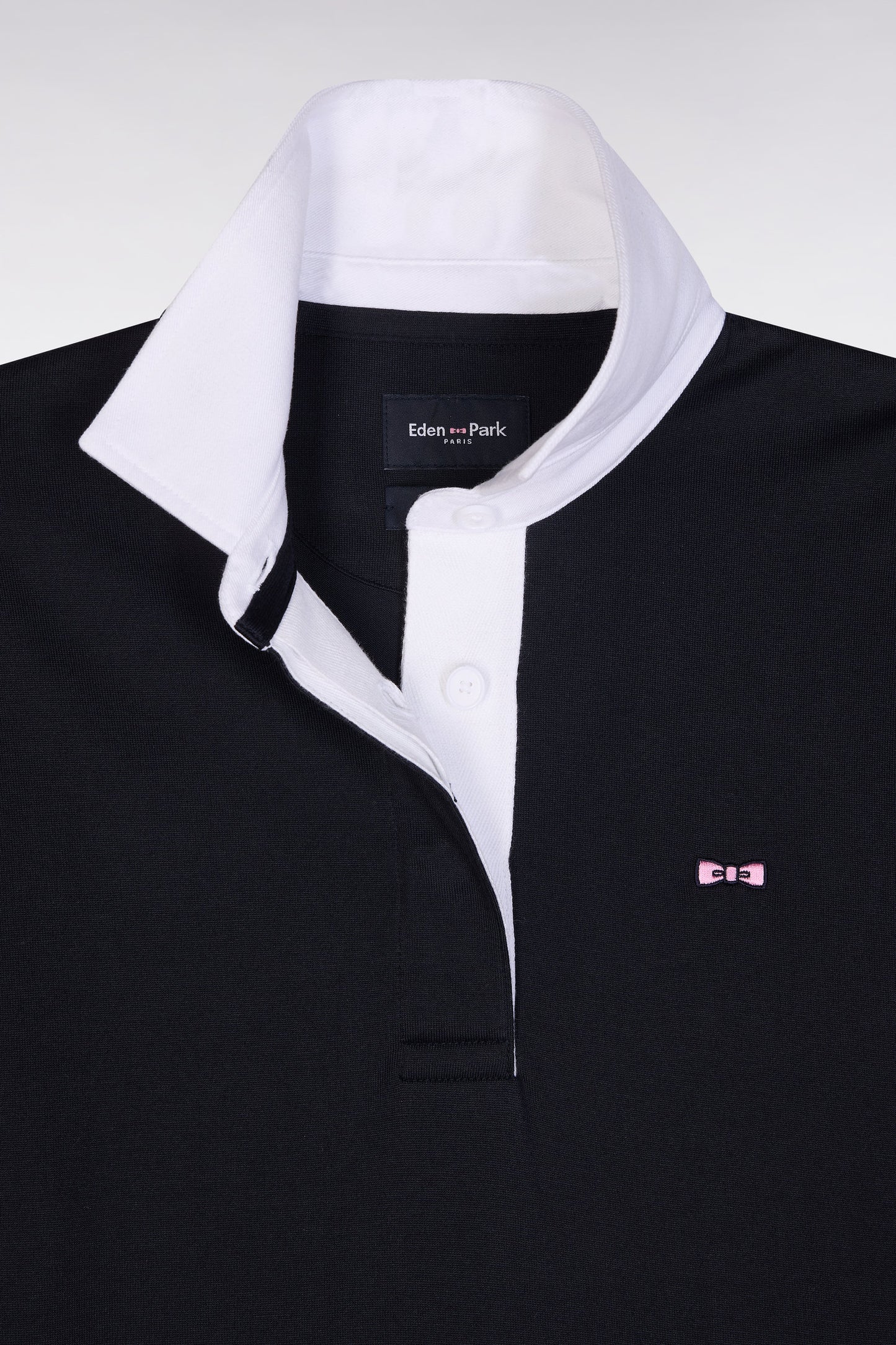 Robe maillot en coton Pima marine à col blanc coupe décontractée