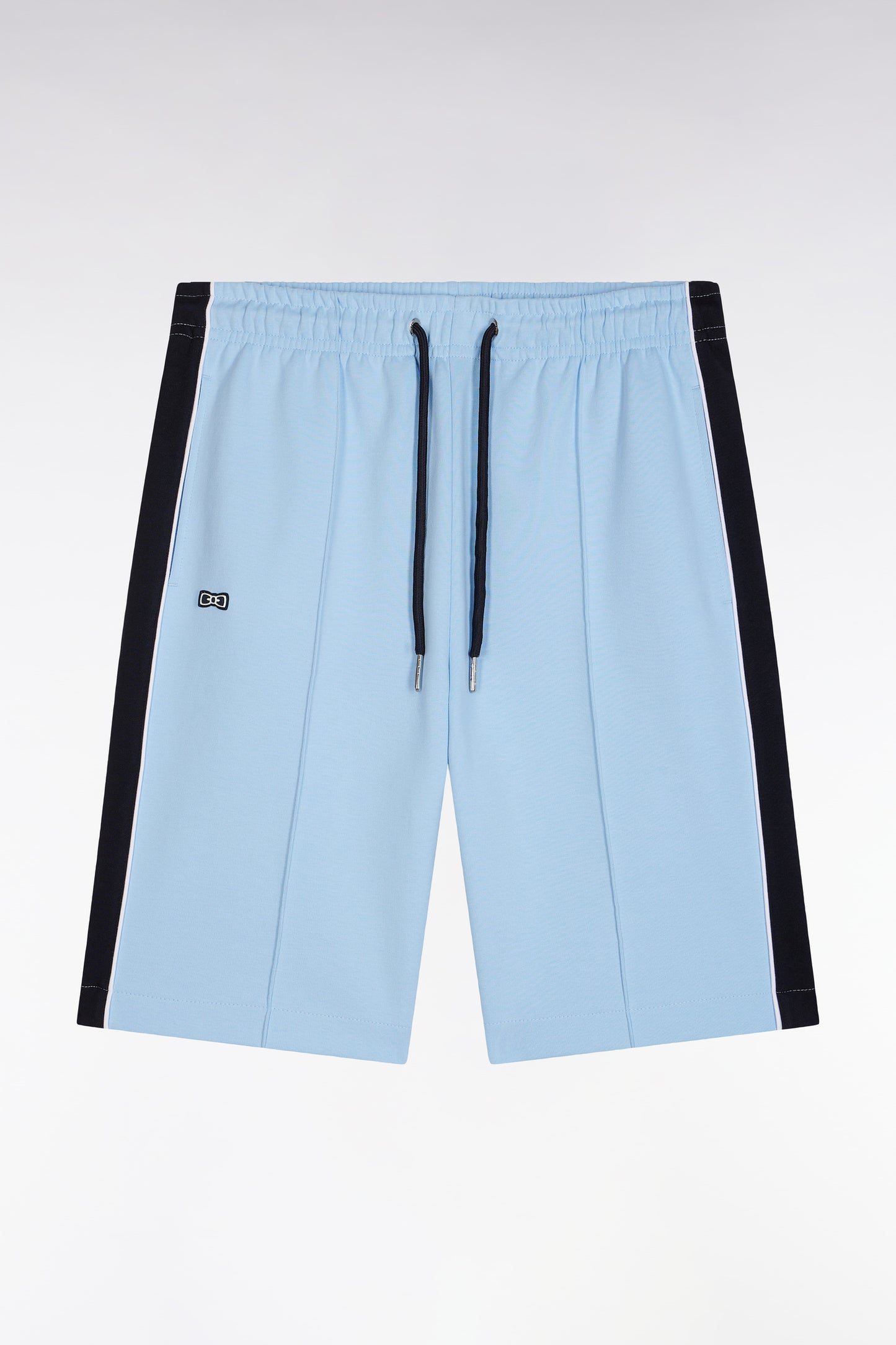Straight-cut sky blue jogger shorts in cotton interlock