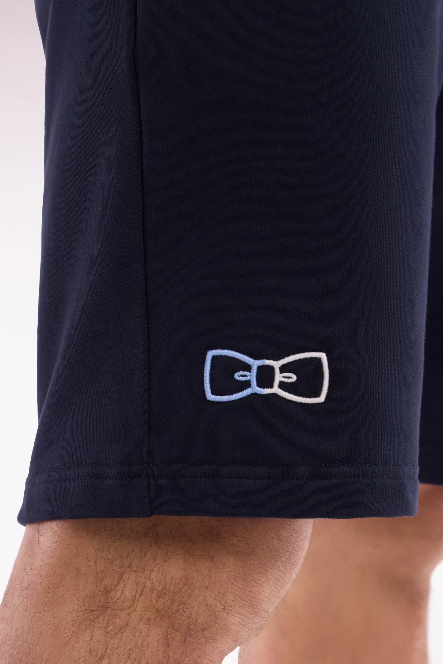 Relaxed-fit navy cotton fleece jogger shorts