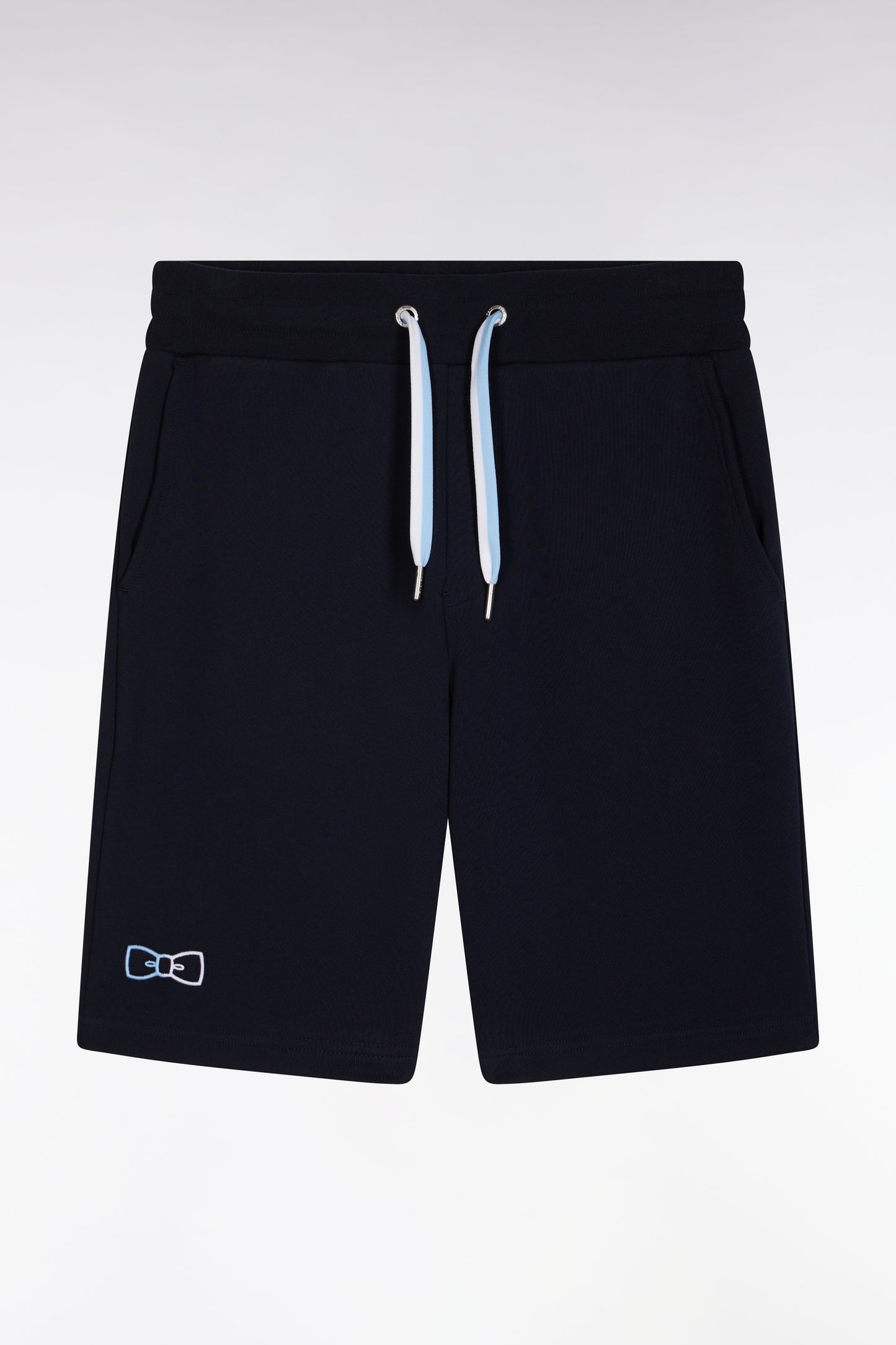 Relaxed-fit navy cotton fleece jogger shorts