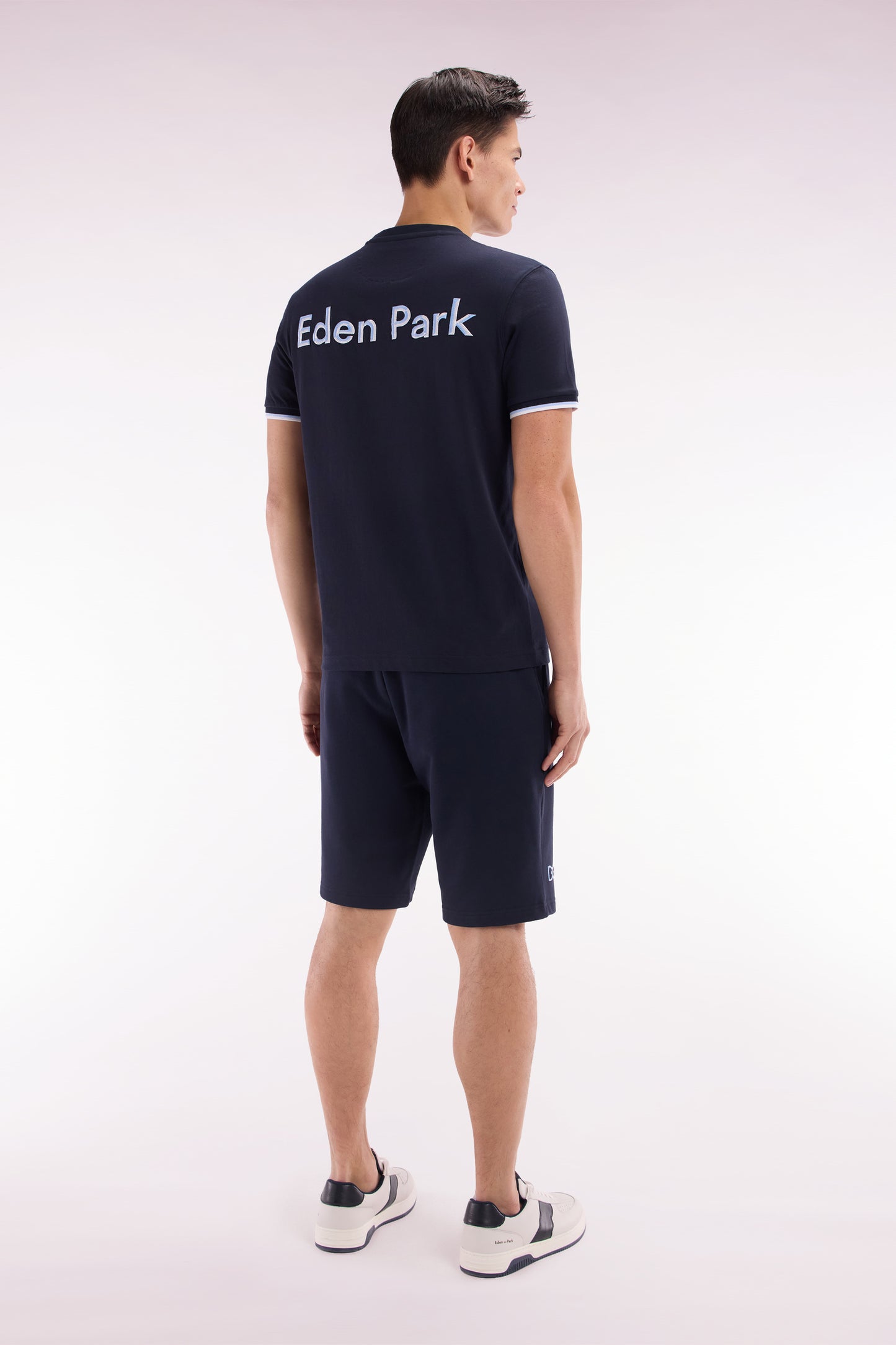 Relaxed-fit navy cotton fleece jogger shorts
