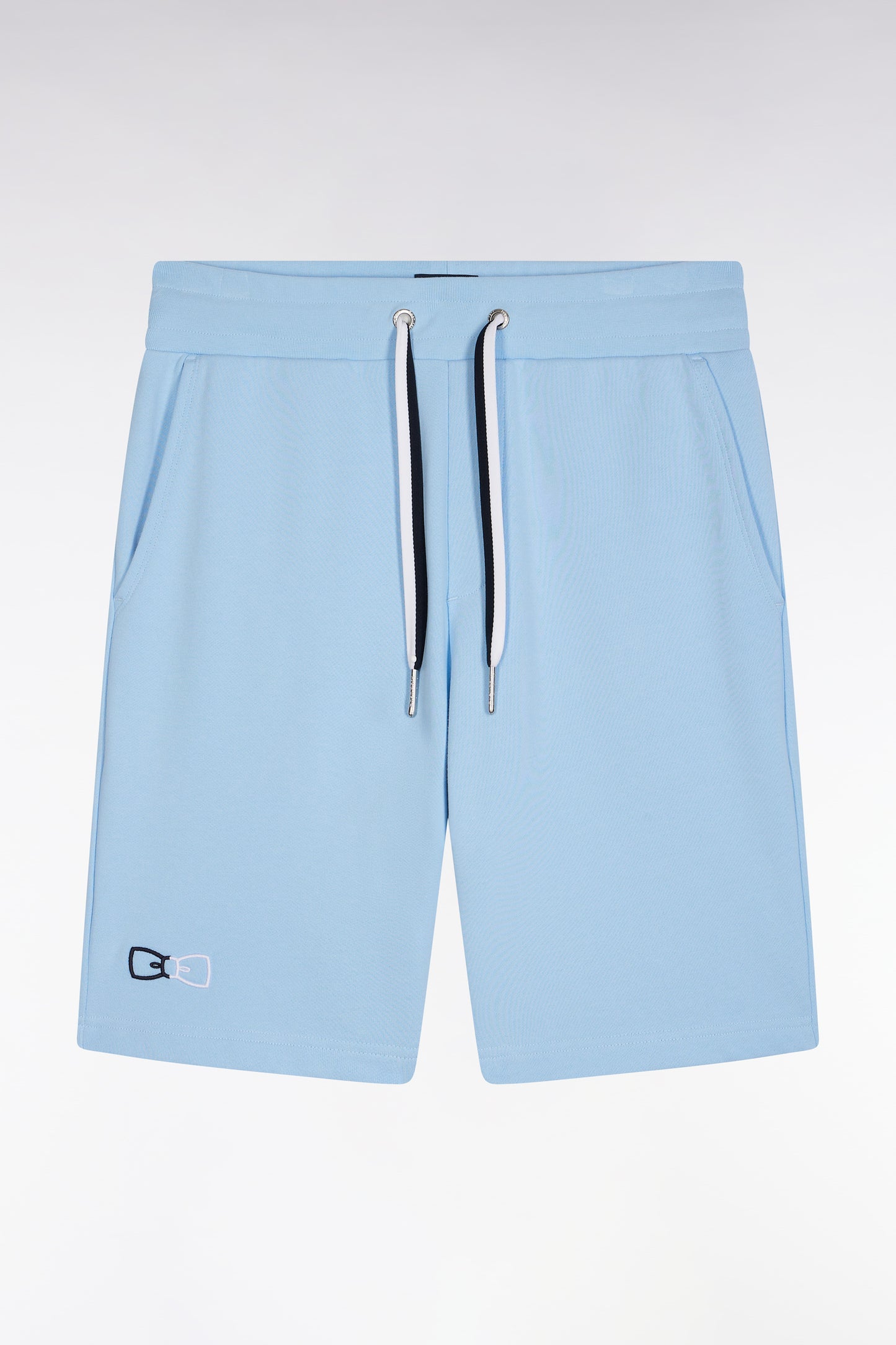 Relaxed-fit sky blue cotton fleece jogger shorts