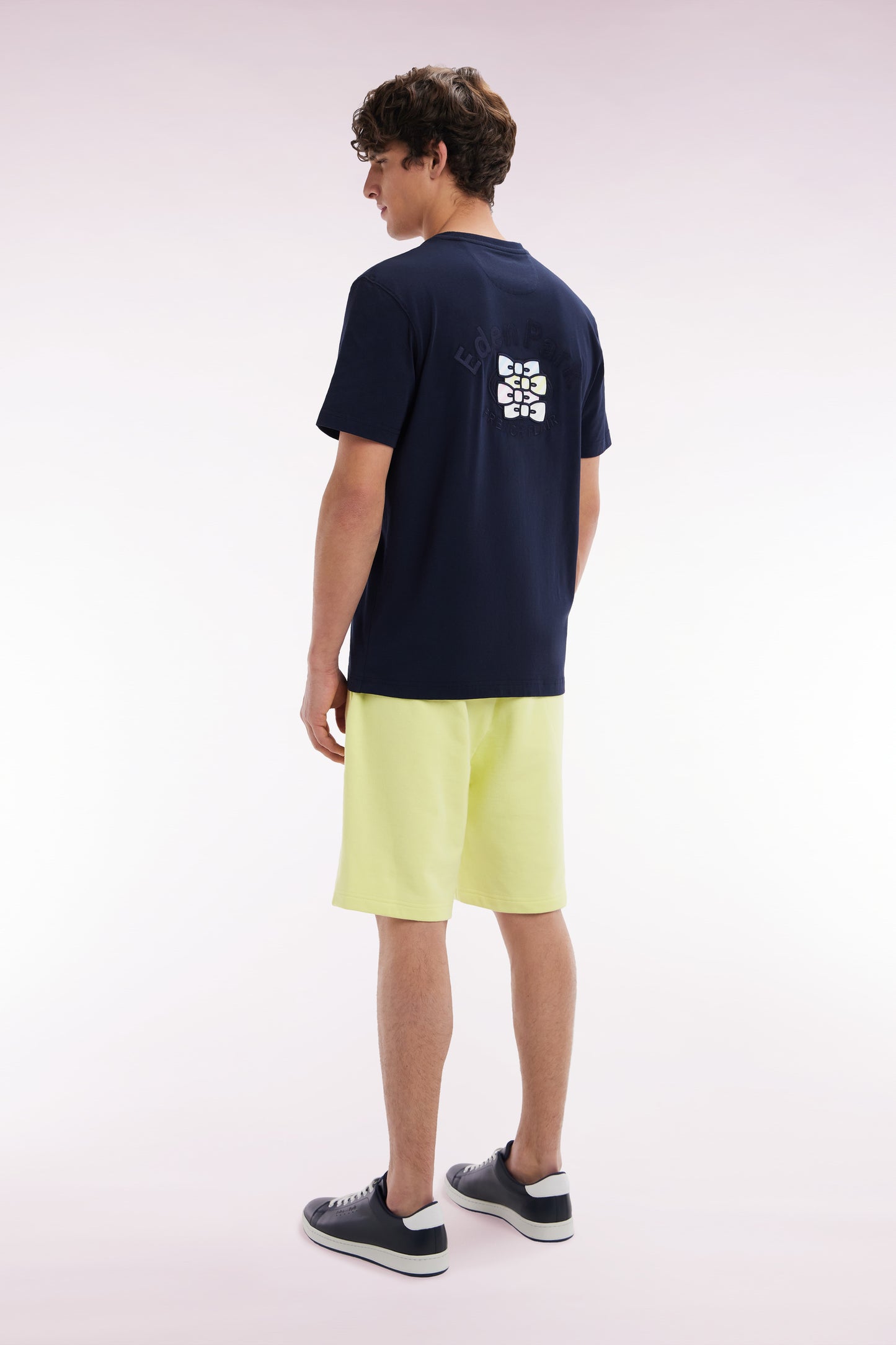 Short en molleton coton jaune coupe décontractée