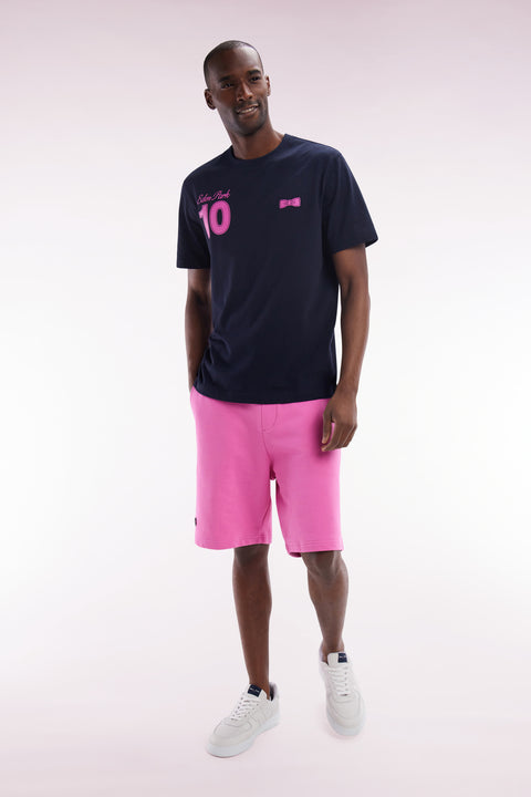 Relaxed-fit pink cotton fleece shorts - Image 3