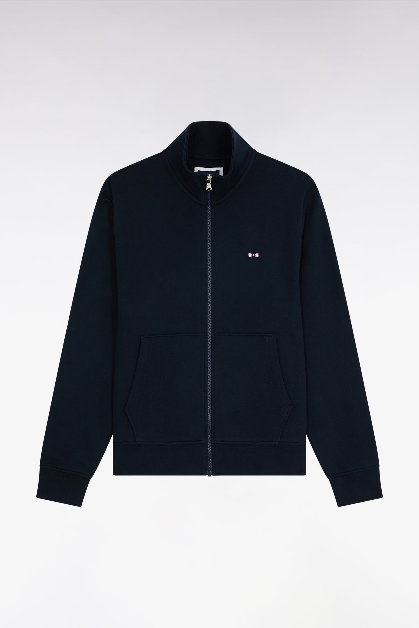 Sweatshirt zippé en coton marine coupe droite