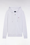 Straight-fit white cotton fleece zip-up sweatshirt