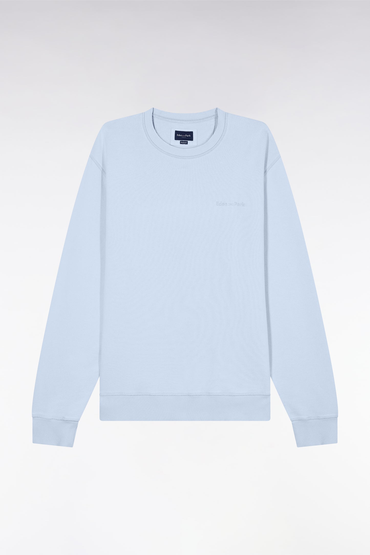 Sweatshirt surteint à col rond en molleton coton ciel coupe décontractée