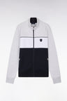 Straight-fit zip-up sweatshirt in grey cotton interlock