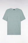 T-shirt vert d'eau uni en lyocell et coton coupe droite