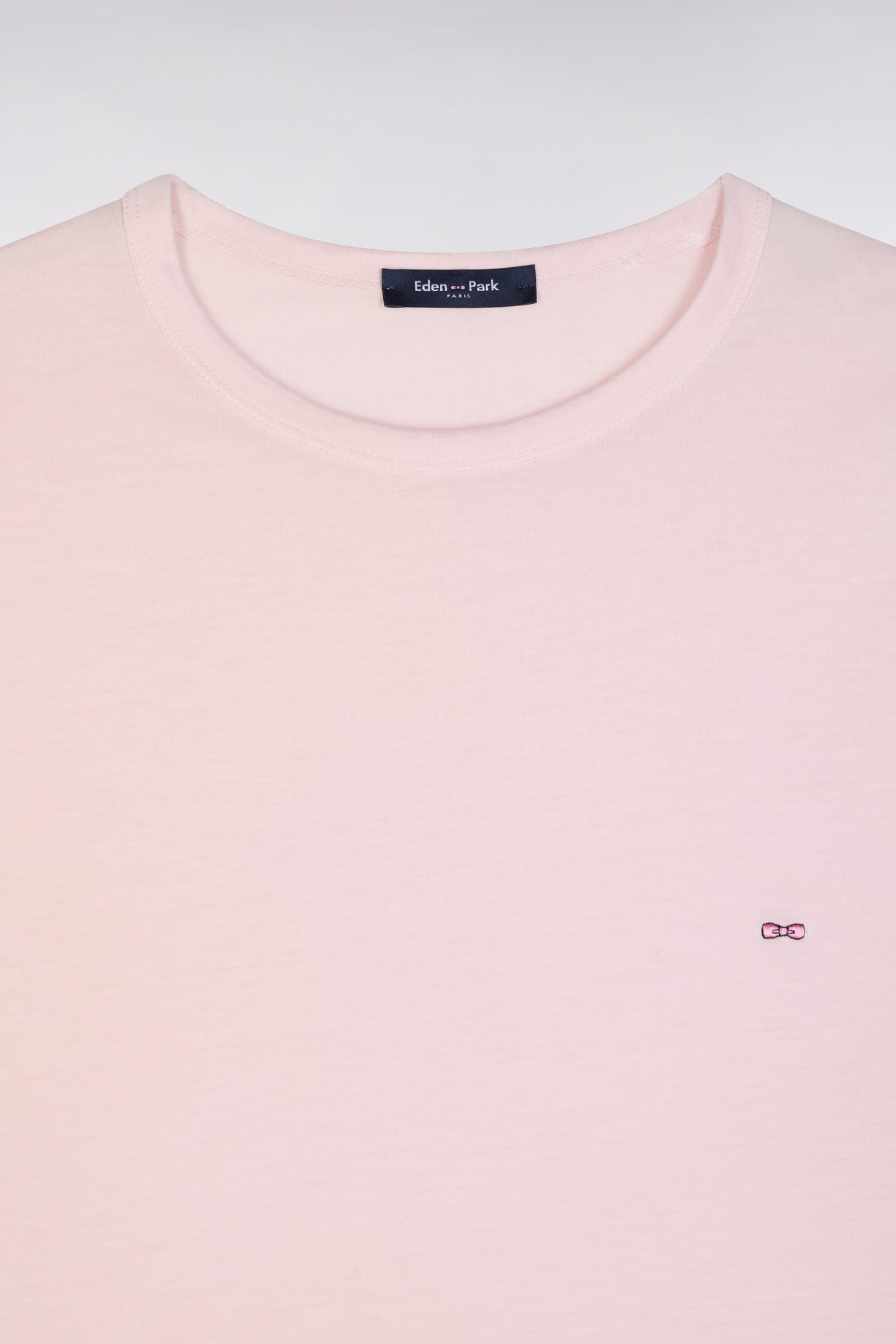 Straight-fit light pink T-shirt in lyocell and cotton blend