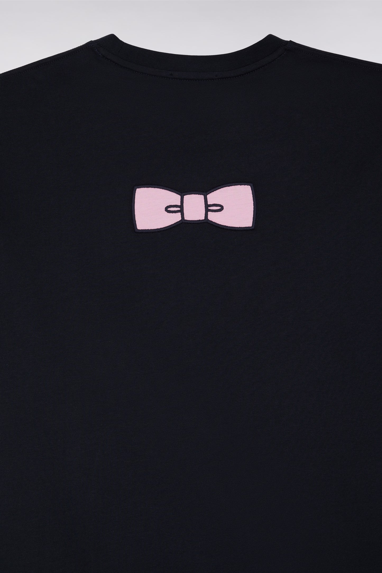 Straight-fit navy Pima cotton T-shirt with back embroidery