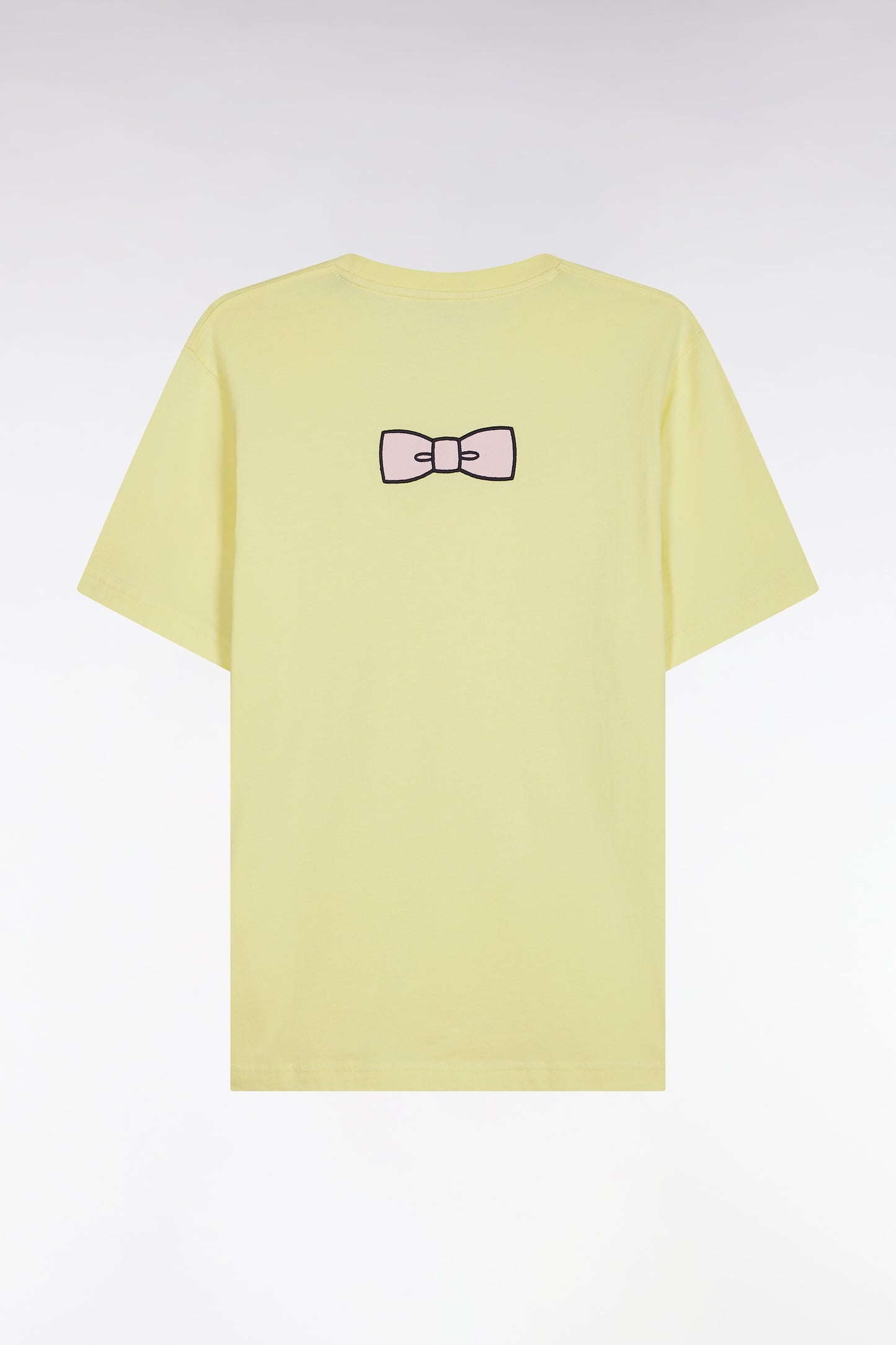 Straight-fit yellow Pima cotton T-shirt with back embroidery