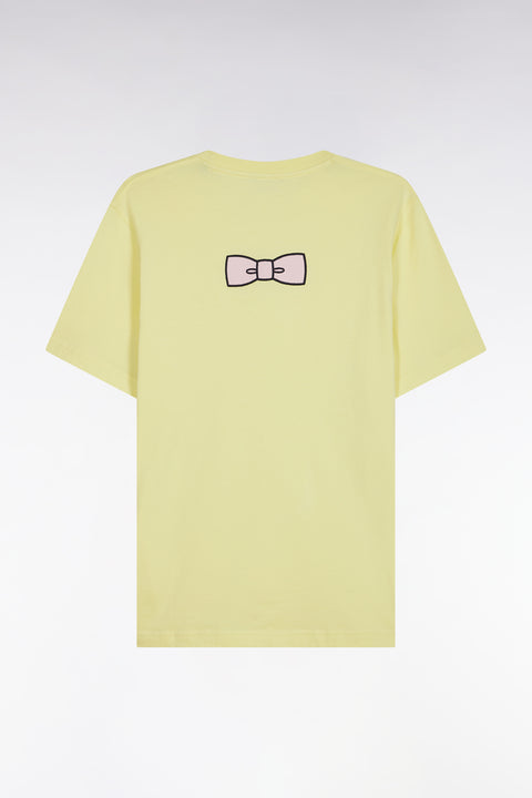 T-shirt en coton Pima jaune broderie dos coupe droite - Image 2