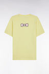 T-shirt en coton Pima jaune broderie dos coupe droite